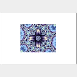 Purple and Blue Flower Fractal Posters and Art
